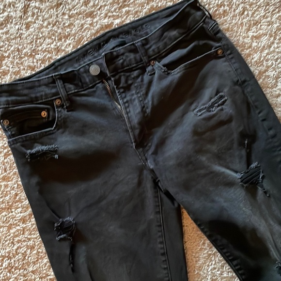 American Eagle black NE(X)T Level Flex lightly distressed jeans - Picture 1 of 7
